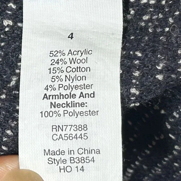 J.Crew Dress Tweed Fabric Sleeveless Design Flared Skirt A-Line Black/White W 4 - Picture 9 of 10